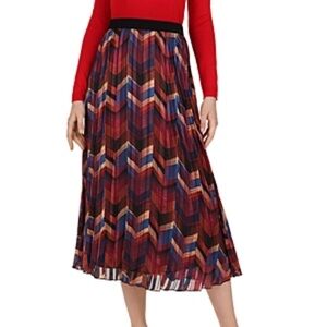 BA&SH PAOLO SKIRT
Chevron Patterned Plisse Sheer Midi Skirt, burgundy